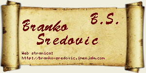 Branko Sredović vizit kartica